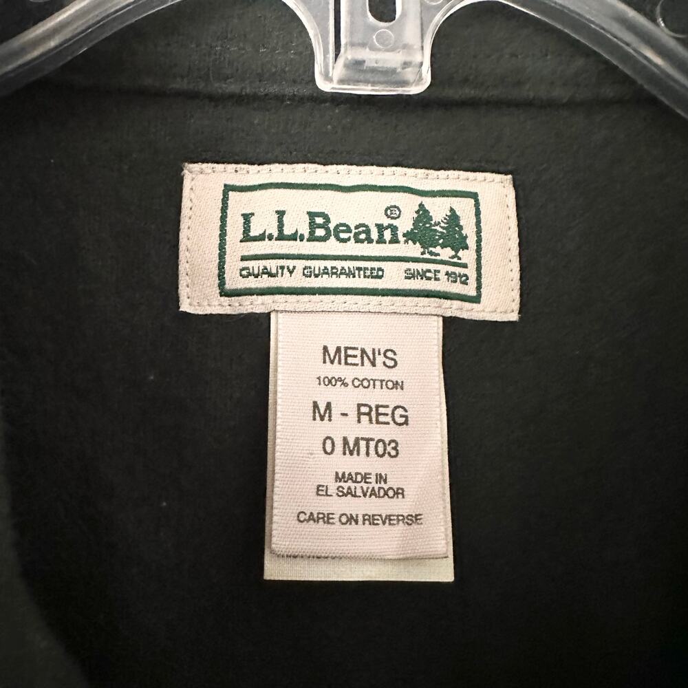 LL Bean Men Dark Green Button Down Cotton Chamois Flannel Shirt MT03 Medium - Picture 7 of 8
